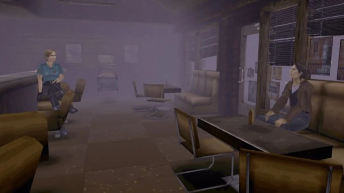 Silent Hill oyunundan loş ışıklı bir iç mekân sahnesi