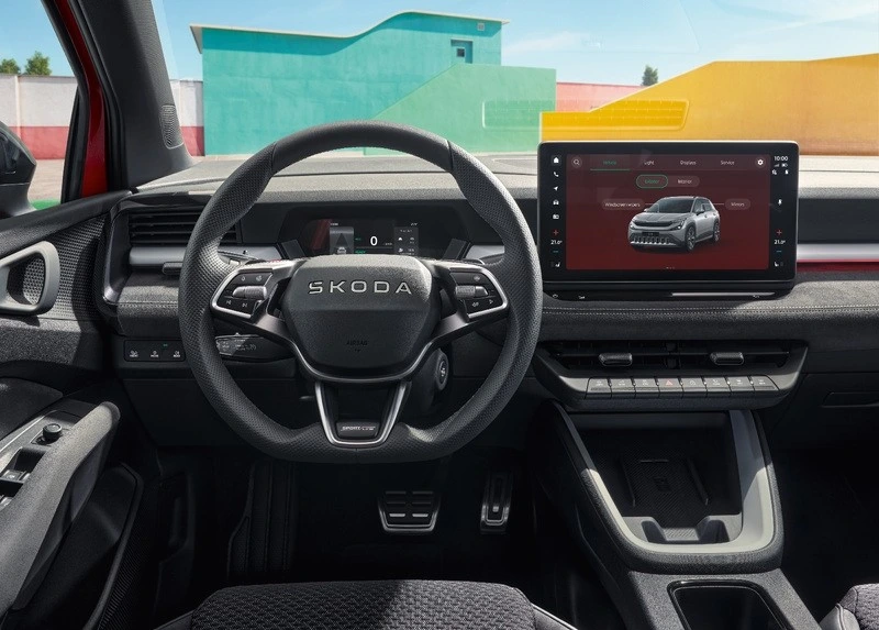 Skoda Epiq’in direksiyonu, dijital ekranı ve orta konsolu
