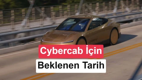 Tesla Cybercab robotaksisi şehir içinde bir kaldırım kenarında duruyor