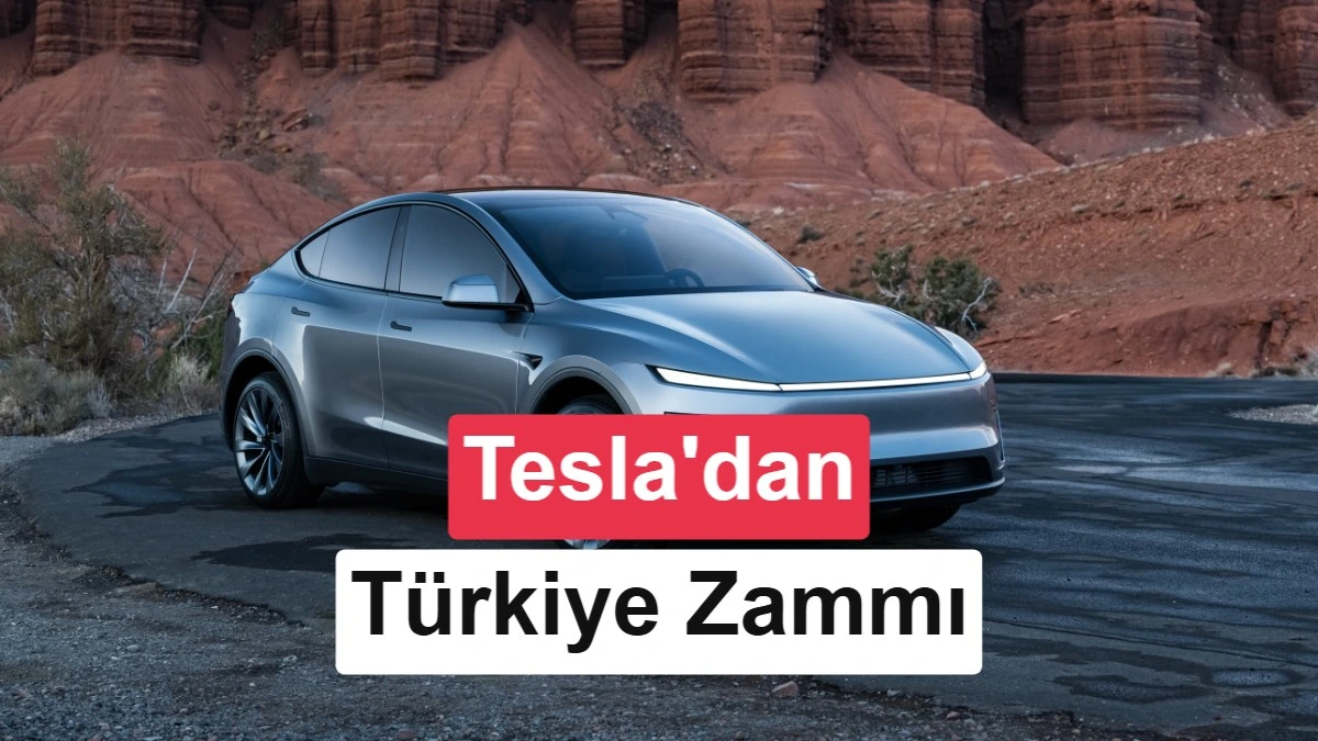 Tesla Model Y’nin yolda ilerlerken arkadan görünümü