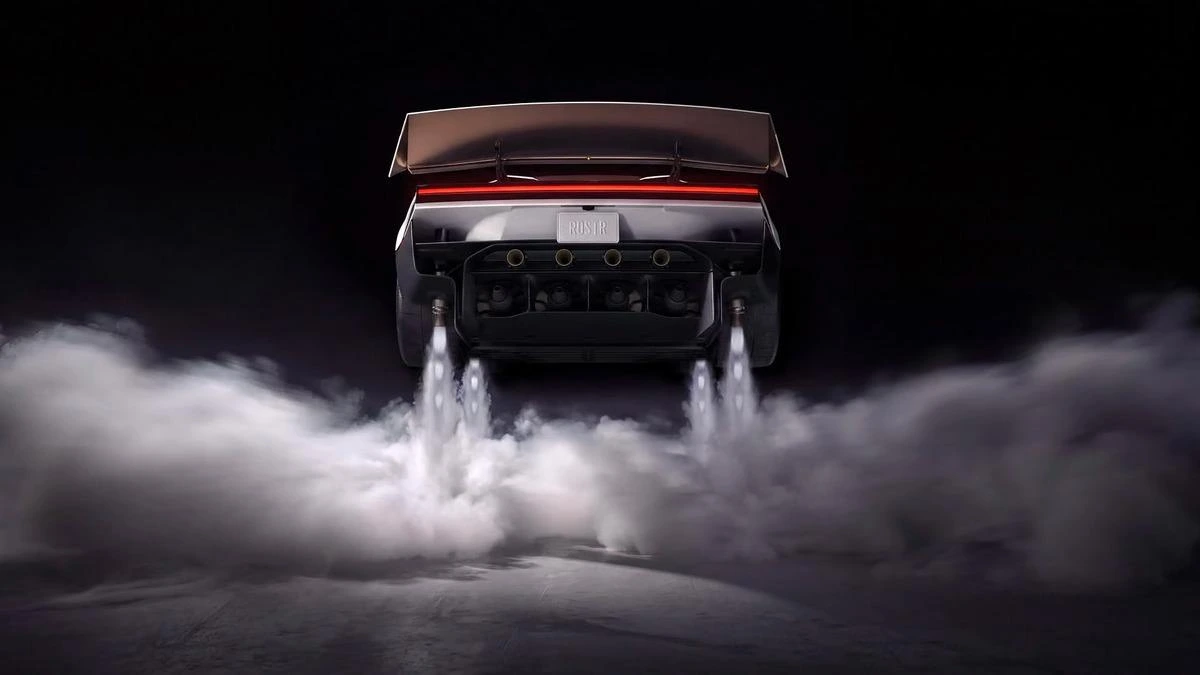 Havalanan Roadster’ın arka kısmı ve zemindeki duman