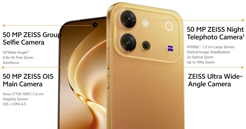 Vivo V80’in 50 megapiksellik ön kamerası ve Zeiss destekli üçlü arka kamera sistemi