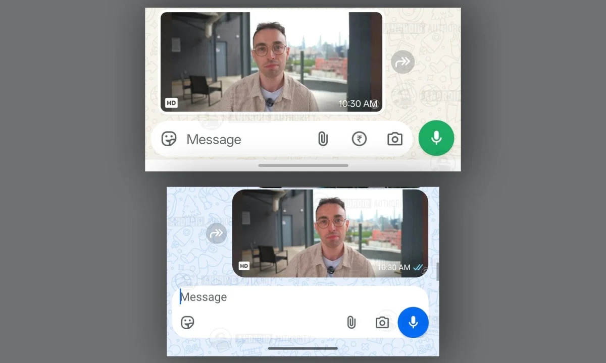 WhatsApp sohbetinde farklı düzenlerle gösterilen mesaj yazma alanları