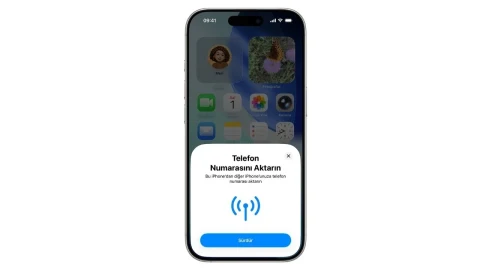 iPhone ekranında telefon numarasını aktarma adımı