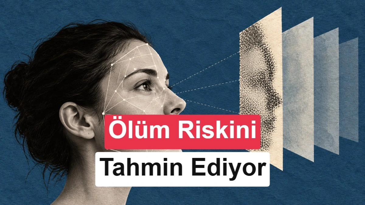 Yapay zeka sisteminin bir yüz fotoğrafından kanser hastalarının ölüm riskini tahmin etmesini anlatan kapak görseli