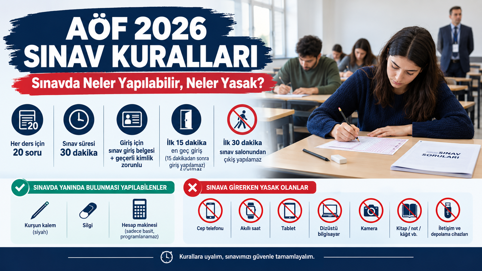 Anadolu Üniversitesi AÖF için 2026 sınav kurallarını